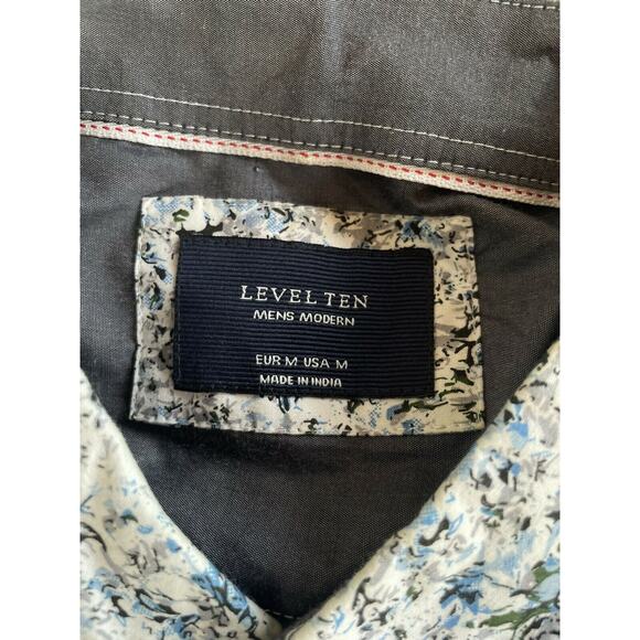 level ten mens modern floral button up Long Sleeve shirt Size M - Picture 5 of 7